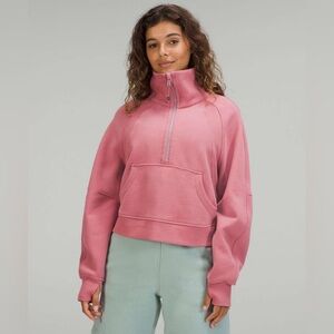 Lululemon Briar Rose Oversized Cropped Scuba Funnel Neck Half Zip